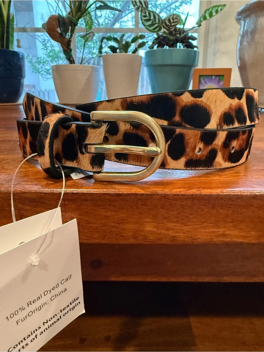 J.CREW Leopard Print Calf Hair Belt Size M-L NWT - Picture 2 of 6